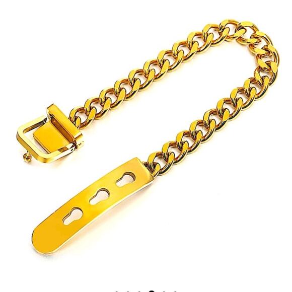 Belt Buckle Gold Chain Bracelet Stainless Steel - Picture 8 of 10